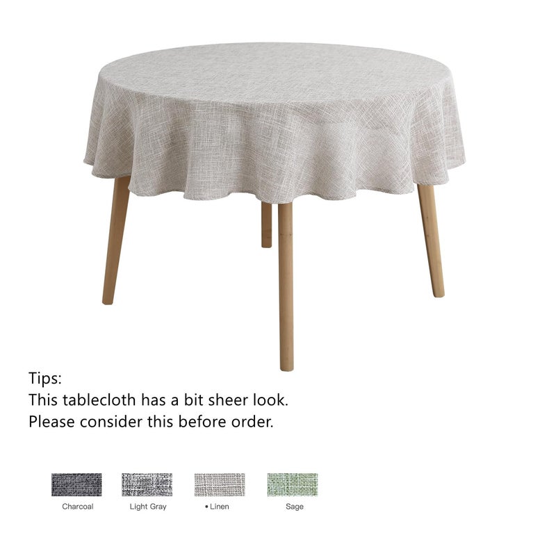 maxmill Flaxy Faux Linen Tablecloth with 2-Tone Slubby Texture Wrinkle Resistant Anti-Shrink Soft Table Cloth for Kitchen Dining Restaurant Tabletop for Event Holiday Dinner Round 70 Inch Linen - Image 4